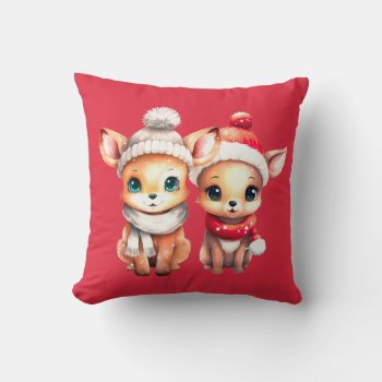 Cute Baby Deer First Christmas Together T-shirt Throw Pillow by 17Minutes at Zazzle