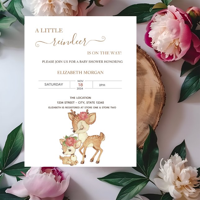 Cute Baby Deer Flowers Baby Shower   Invitation (Creator Uploaded)