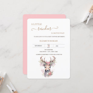 Cute Baby Deer Holly Berry Baby Shower Invitation
