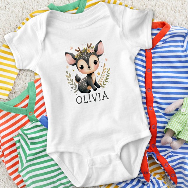 Cute Baby Deer Personalized Baby Bodysuit (Creator Uploaded)