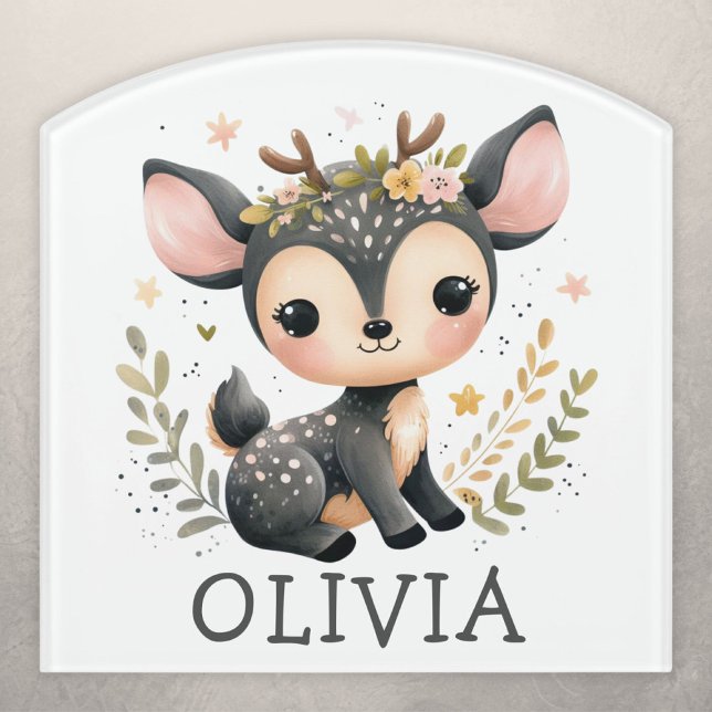 Cute Baby Deer Personalized Door Sign (Creator Uploaded)