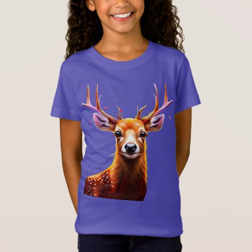 Cute Baby Deer Rusty Fantasy Vintage Baby Deer Art T_Shirt