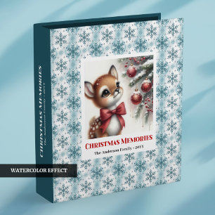 Cute baby deer snowy forest watercolor custom 3 ring binder