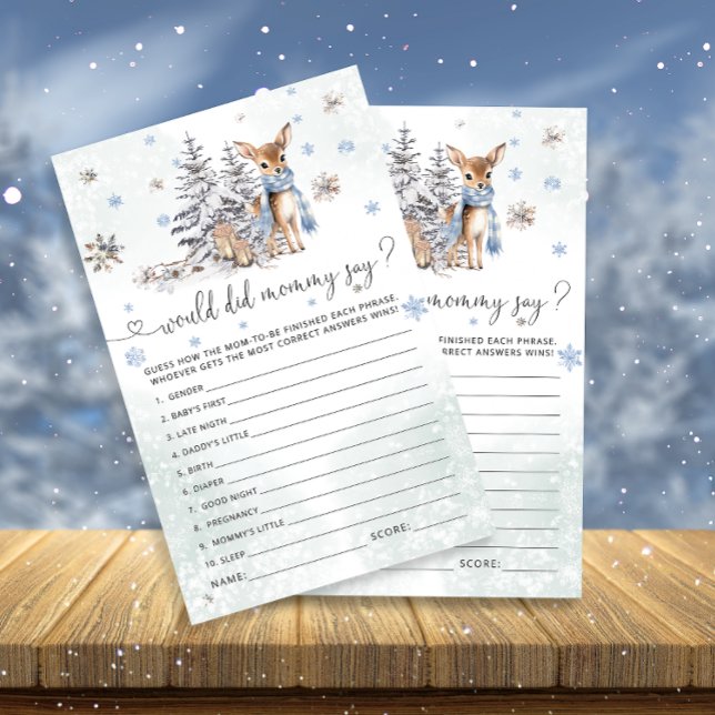 Cute Baby Deer What Did Mommy Say Baby Shower Game (Creator Uploaded)