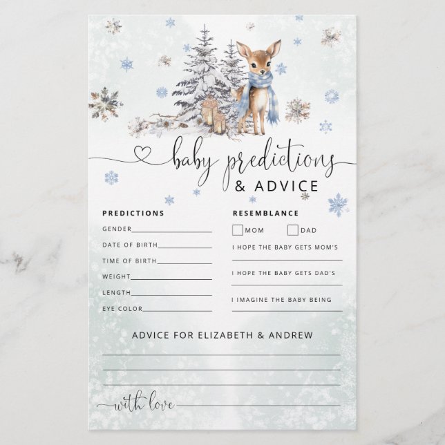 Cute Baby Deer Winter Blue Predictions and Advice (Front)