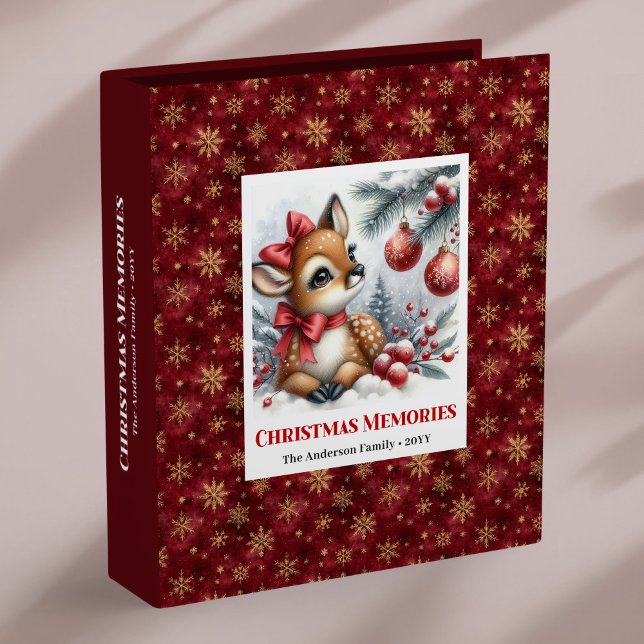 Cute baby deer winter scene kids memory album 3 ring binder (Cute baby deer winter scene kids memory album)