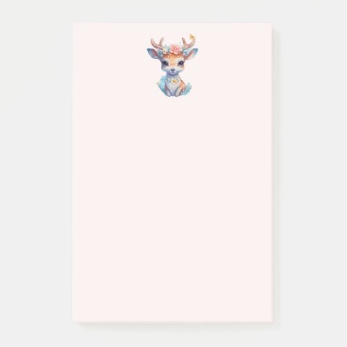 Cute Baby Deer with Antlers and Flowers Post_it Notes