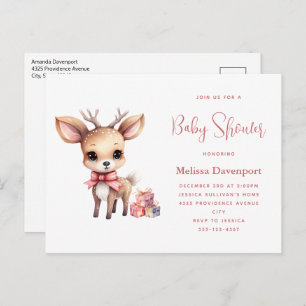 Cute Baby Deer with Gifts Baby Shower Invitation Postcard