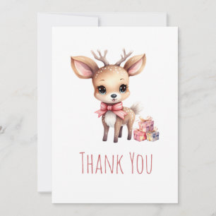 Cute Baby Deer with Gifts Party Thank You Card