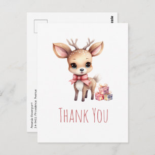 Cute Baby Deer with Gifts Thank You Postcard