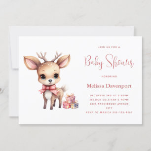 Cute Baby Deer with Presents Baby Shower Invitation