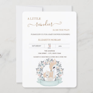 Cute Baby Deers Roses Baby Shower Invitation