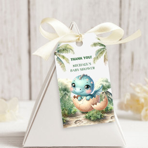 Cute Baby Dino Hatching Soon Shower Gift Tags