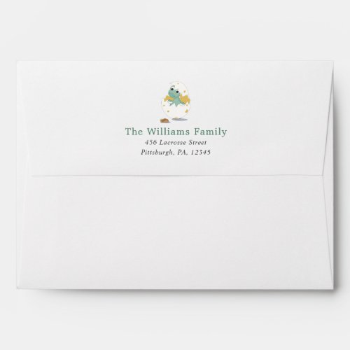 Cute Baby Dino Return Address Printed Envelope 5x7