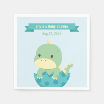 Cute Baby Dinosaur About To Hatch Party Supplies Paper Napkins by RustyDoodle at Zazzle