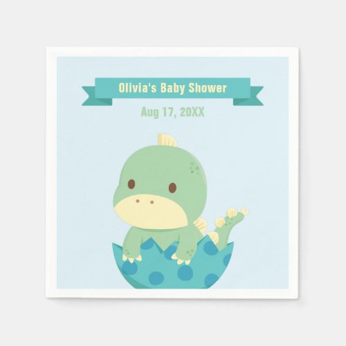 Cute Baby Dinosaur About to Hatch Party Supplies Paper Napkins