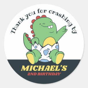 Cute Baby Dinosaur and Egg Kids Birthday Party Classic Round Sticker