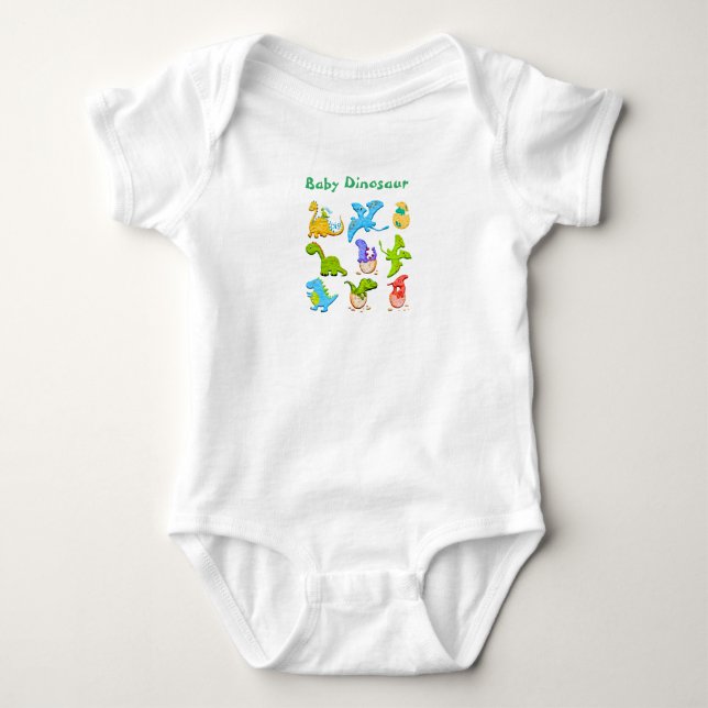 Cute Baby Dinosaur Baby Bodysuit (Front)