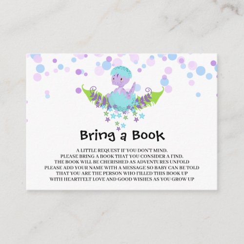 Cute Baby Dinosaur Baby Shower Bring a Book Enclosure Card