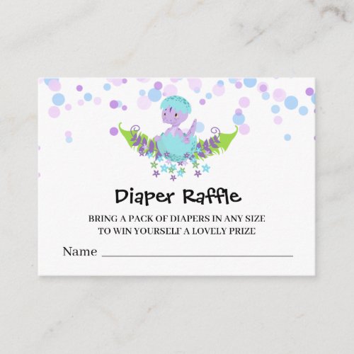  Cute Baby Dinosaur Baby Shower Diaper Raffle Enclosure Card