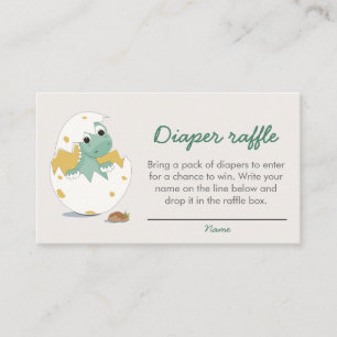 Cute Baby Dinosaur Baby Shower Diaper Raffle Game Enclosure Card