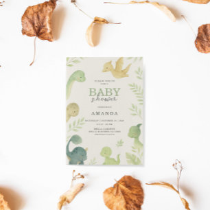 Cute Baby Dinosaur Birthday Invitation