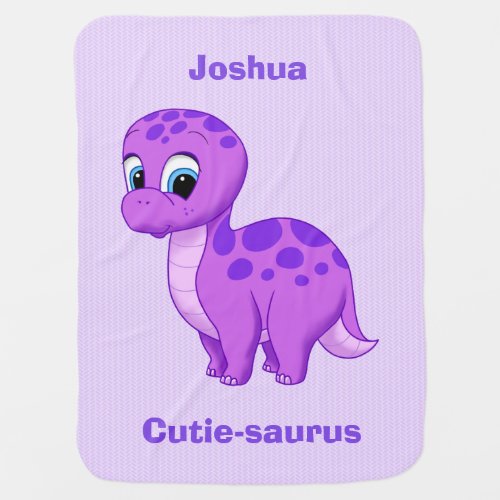 Cute Baby Dinosaur Cutie_saurus Purple Stroller Blanket