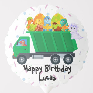 Cute baby dinosaur egg garbage truck Birthday Part Balloon