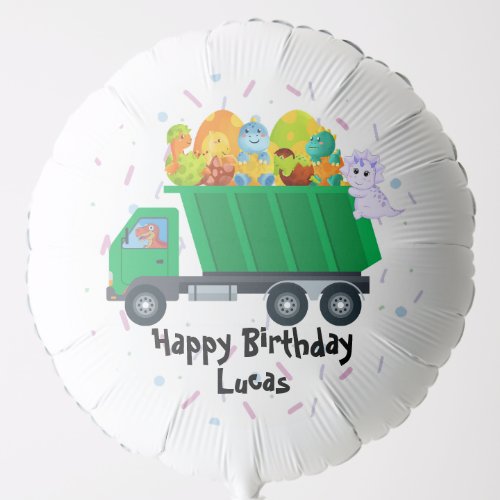 Cute baby dinosaur egg garbage truck Birthday Part Balloon