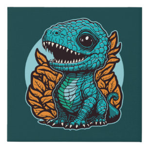 Cute Baby Dinosaur Faux Canvas Print