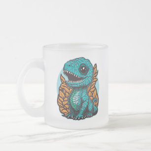 Cute Baby Dinosaur Frosted Glass Coffee Mug