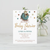 Cute Baby Dinosaur Hatching Neutral Baby Shower Invitation (Standing Front)