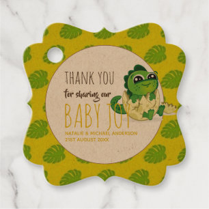 Cute Baby Dinosaur Hatching Shower Party Jurassic Favor Tags
