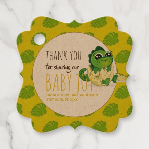 Cute Baby Dinosaur Hatching Shower Party Jurassic Favor Tags