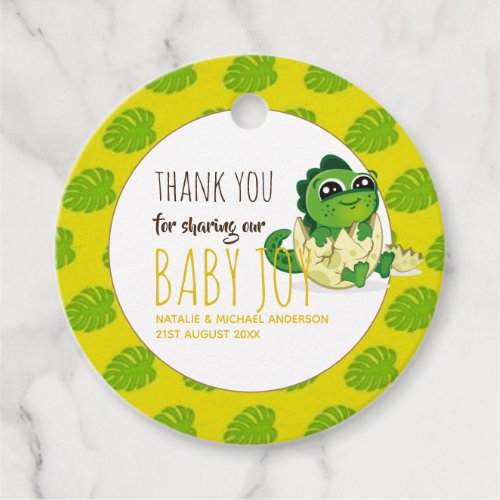 Cute Baby Dinosaur Hatching Shower Party Jurassic Favor Tags