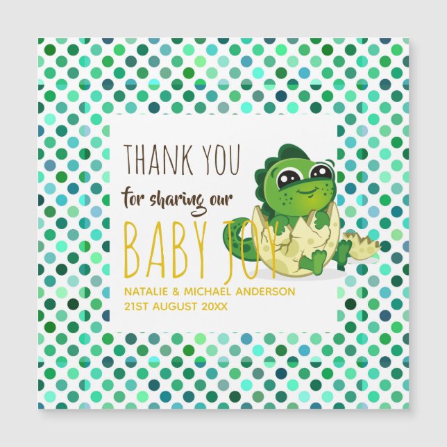 Cute Baby Dinosaur Hatching Shower Party Polkadot (Front)