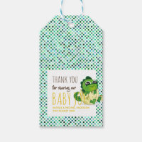 Cute Baby Dinosaur Hatching Shower Party Polkadot Gift Tags