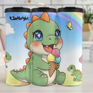 Cute Baby Dinosaur Ice Cream Thermal Tumbler