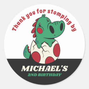 Cute Baby Dinosaur in Egg Kids Birthday Party Classic Round Sticker