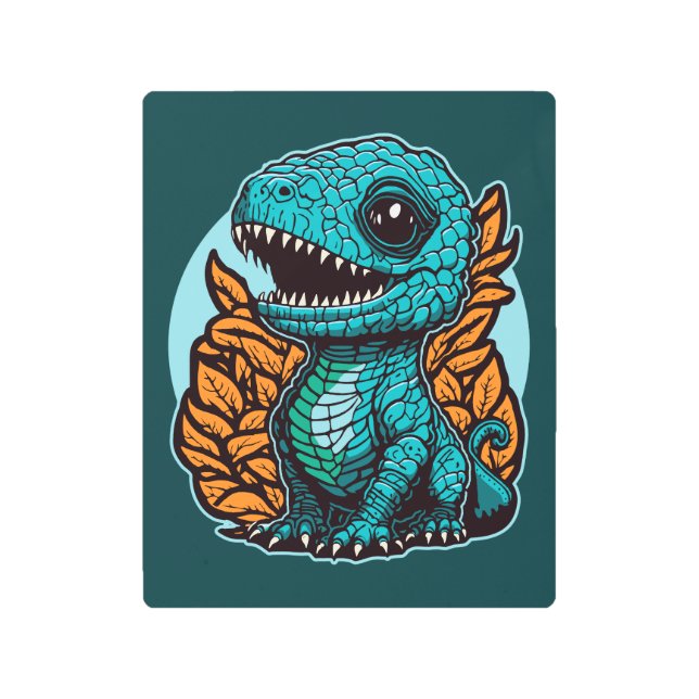 Cute Baby Dinosaur Metal Print (Front)