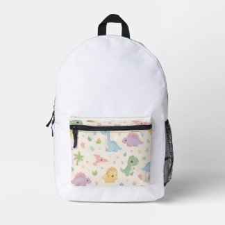 Cute Baby Dinosaur Pastel Seamless Pattern for Kid Printed Backpack