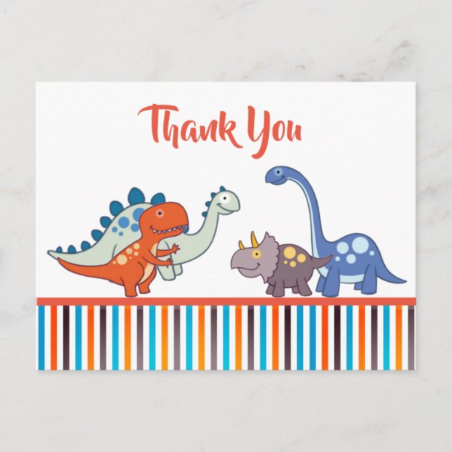 Cute Baby Dinosaur Pattern Personalized Thank You Postcard (Front)