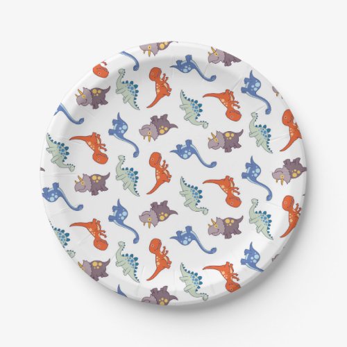 Cute Baby Dinosaur Pattern Print Paper Plates