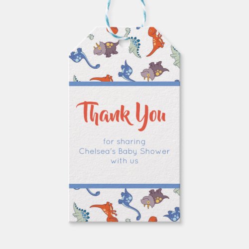 Cute Baby Dinosaur Pattern Print Personalized Gift Tags