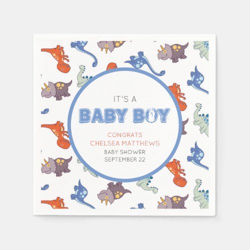Cute Baby Dinosaur Pattern Print Personalized Napkins