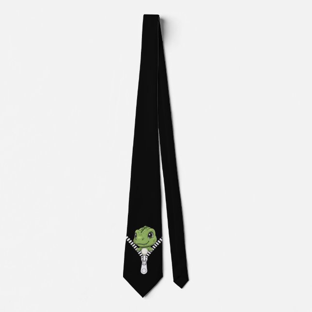 Cute baby dinosaur Peek Neck Tie (Front)