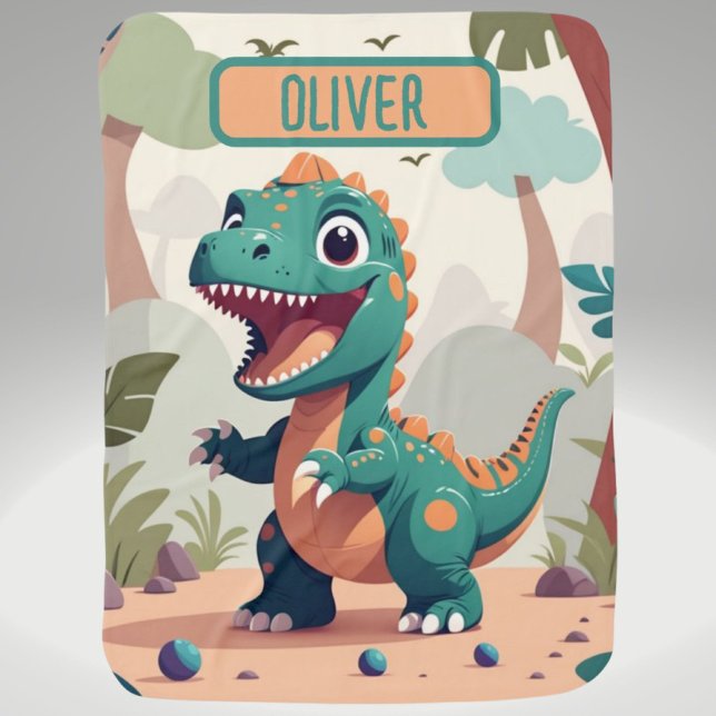 Cute Baby Dinosaur Personalized Blanket (Creator Uploaded)