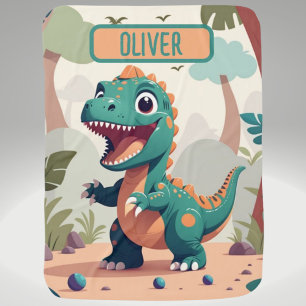 Cute Baby Dinosaur Personalized Blanket
