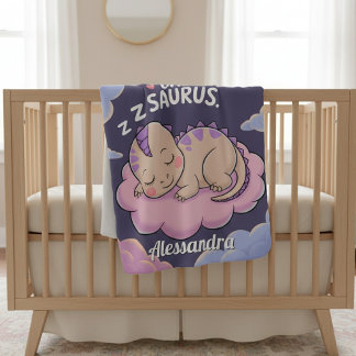 Cute Baby Dinosaur Sleeping Baby Zzz Saurus Blanket