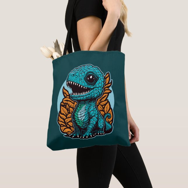 Cute Baby Dinosaur Tote Bag (Close Up)